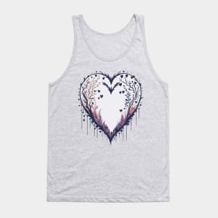 Grunge heart with branches and leaves Tank Top